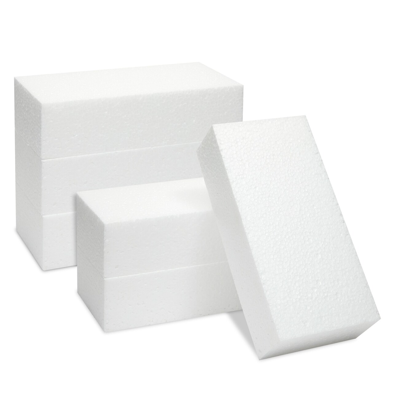 6 Pack Foam Blocks for Crafts - Polystyrene Brick Rectangles for